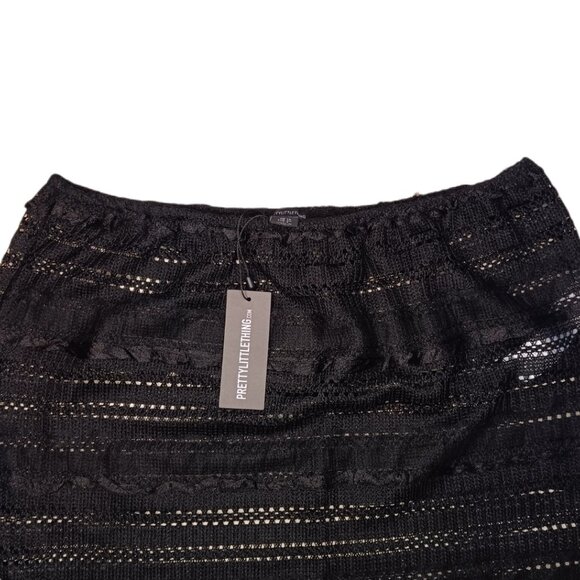 Pretty Little Thing Womens Size 8 Maxi Skirt Black Low Waist Petite Mesh - Picture 5 of 8